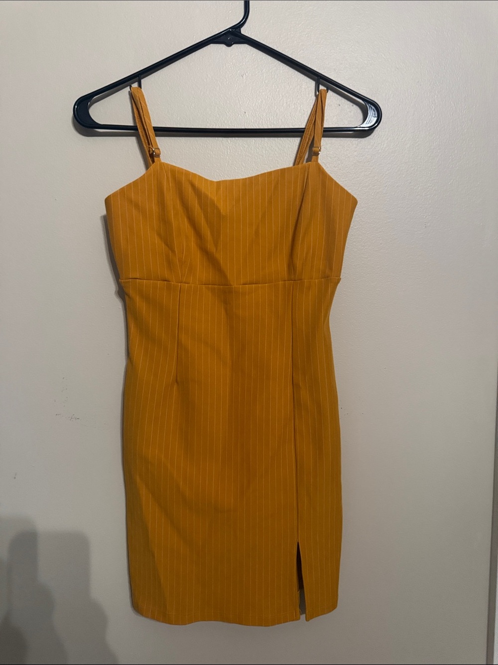 Forever 21 Mustard Pinstripe Spaghetti Strap Dress size medium